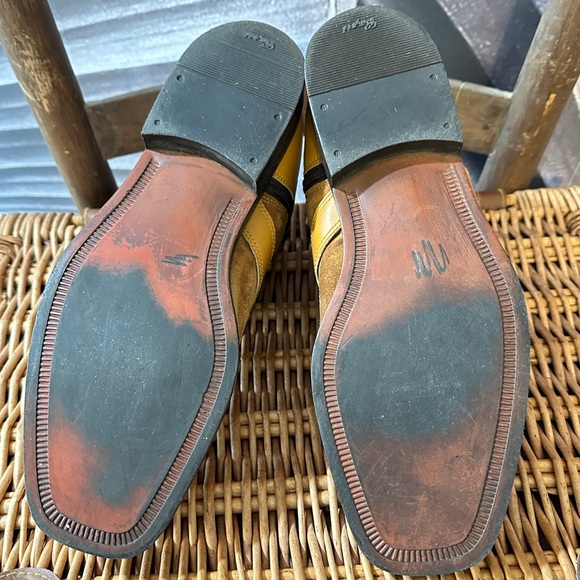 Marco Vicci Boots 10.5 Mustard Tan Suede & Leather Ankle Zip Close Strap Detail - Picture 6 of 16